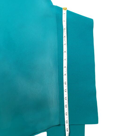 Tibi Skirt Asymmetrical Ribbed Midi Jacquard Neoprene Teal Thick Knit Women's XS - Picture 9 of 15